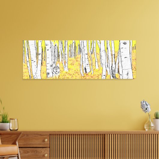 Wolf im Herbstwald Leinwanddruck (Insitu (Wohnzimmer))