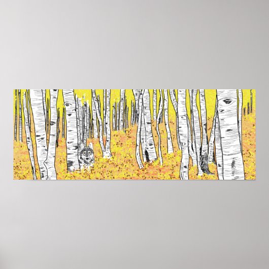 Wolf im Herbstwald Poster (Vorne)