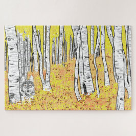 Wolf im Herbstwald Puzzle