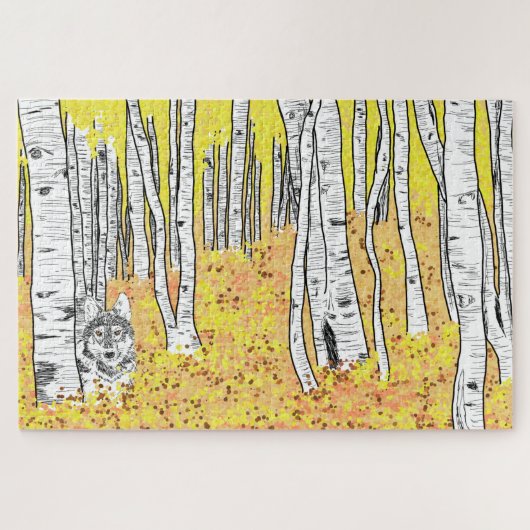 Wolf im Herbstwald Puzzle (Horizontal)