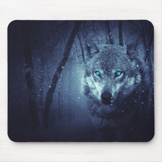 Wolf im Holz Mousepad (Vorne)