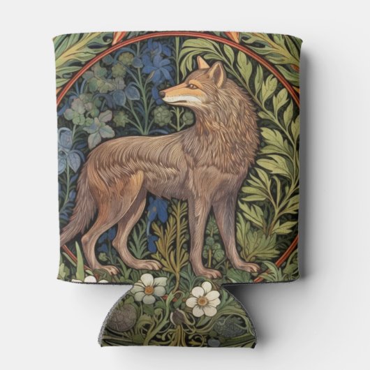 Wolf im Jugendstil des Waldes Dosenkühler (Rückseite)