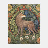 Wolf im Jugendstil des Waldes Fleecedecke (Vorderseite)