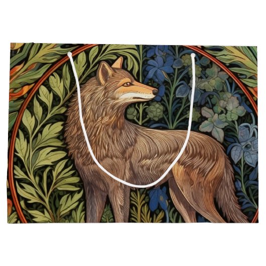 Wolf im Jugendstil des Waldes Große Geschenktüte (Rückseite)