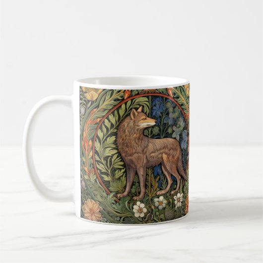 Wolf im Jugendstil des Waldes Kaffeetasse (Links)
