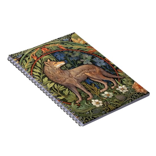 Wolf im Jugendstil des Waldes Notizblock (Rechte Seite)