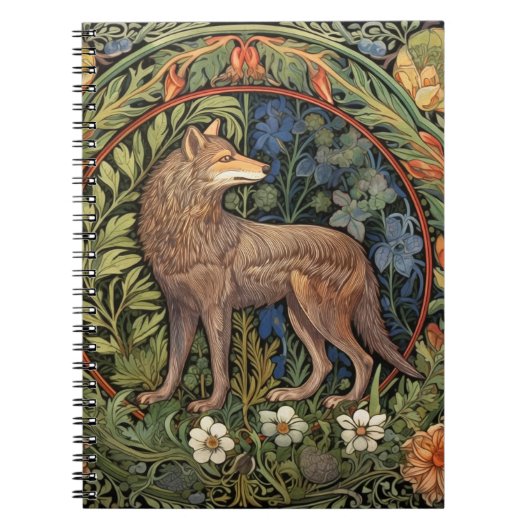 Wolf im Jugendstil des Waldes Notizblock (Vorderseite)