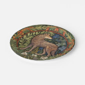 Wolf im Jugendstil des Waldes Pappteller (Schrägansicht)