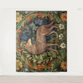 Wolf im Jugendstil des Waldes Wandteppich (Vorderseite)