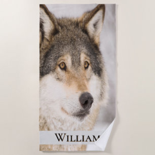 Wolf im Kopf Wildlife Winter Wald Name Strandtuch