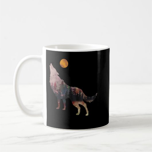 Wolf im Mond Wolf Vikings Wild Lif Kaffeetasse (Links)