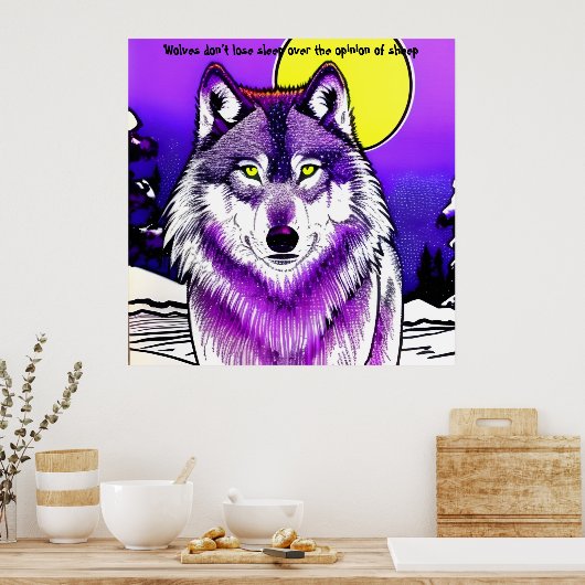 Wolf im Mondlicht. Aristoteles zitiert. Bearbeitba Poster (Küche)
