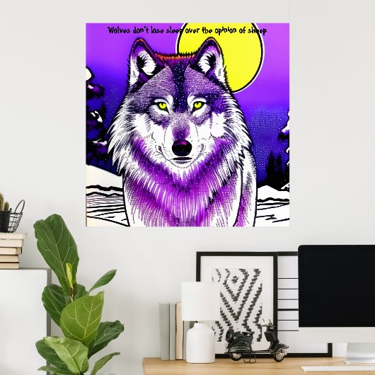 Wolf im Mondlicht. Aristoteles zitiert. Bearbeitba Poster (Heimbüro)