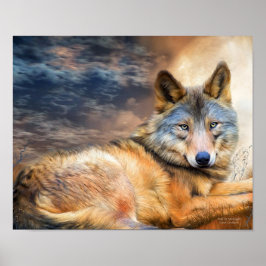 Wolf im Mondlicht Fine Art Poster/Print Poster