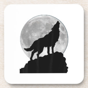 Wolf im Mondlicht T-Shirt - Cool voller Hund Welpe Getränkeuntersetzer