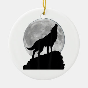 Wolf im Mondlicht T-Shirt - Cooler Vollhund wie Keramik Ornament