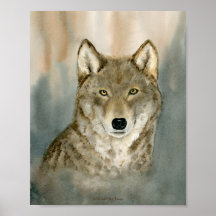 Wolf im Nebel Aquarell