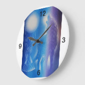 Wolf im Nebel Große Wanduhr (Winkel)