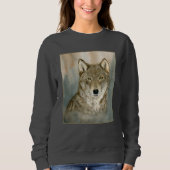 Wolf im Nebel Wasserfarbe Sweatshirt (Vorderseite)