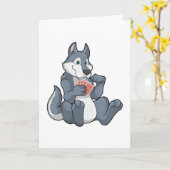 Wolf im Poker mit Poker-Karten Karte (Gelbe Blume)
