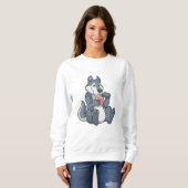 Wolf im Poker mit Poker-Karten Sweatshirt (Vorne ganz)