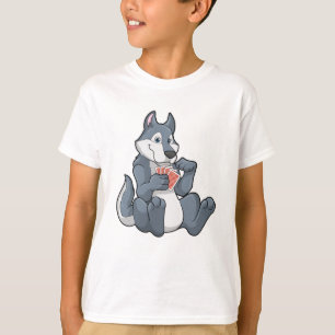 Wolf im Poker mit Poker-Karten T-Shirt