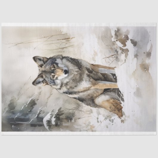 Wolf im Schnee 1 Dekoupage Paper Seidenpapier (Vorderseite)