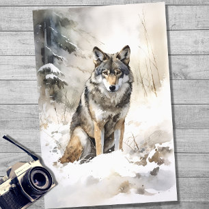 Wolf im Schnee 1 Dekoupage Paper Seidenpapier