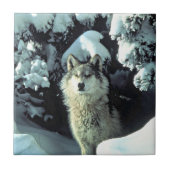 Wolf im Schnee Fliese (Vorderseite)