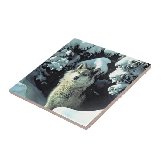 Wolf im Schnee Fliese (Seite)