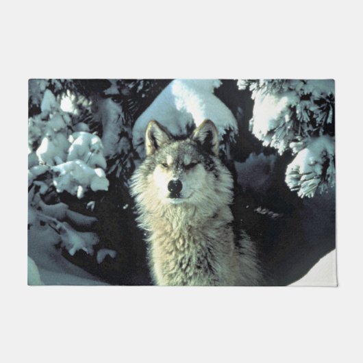 Wolf im Schnee Fußmatte (Vorderseite)
