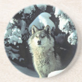Wolf im Schnee Getränkeuntersetzer (Vorne)
