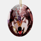Wolf im Schnee Keramik Ornament (Rechts)