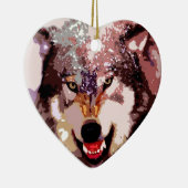 Wolf im Schnee Keramik Ornament (Rechts)