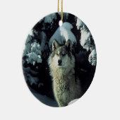 Wolf im Schnee Keramikornament (Rechts)