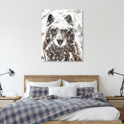 Wolf im Schnee Leinwanddruck (Insitu (Schlafzimmer))