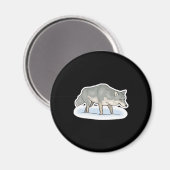 Wolf im Schnee Magnet (Vorderseite/Rückseite)