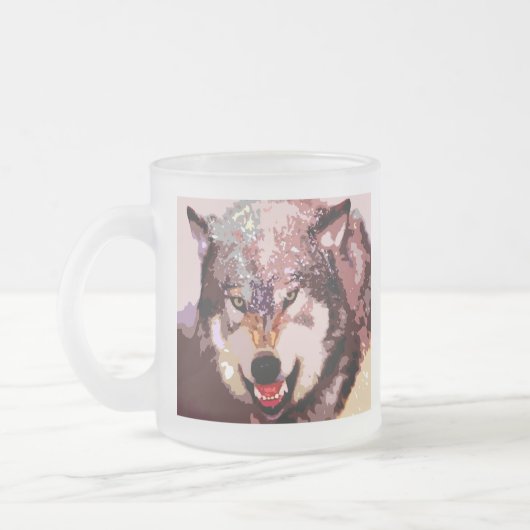 Wolf im Schnee Mattglastasse (Links)