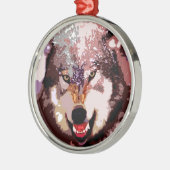 Wolf im Schnee Ornament Aus Metall (Links)