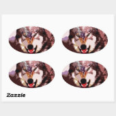 Wolf im Schnee Ovaler Aufkleber (Blatt)