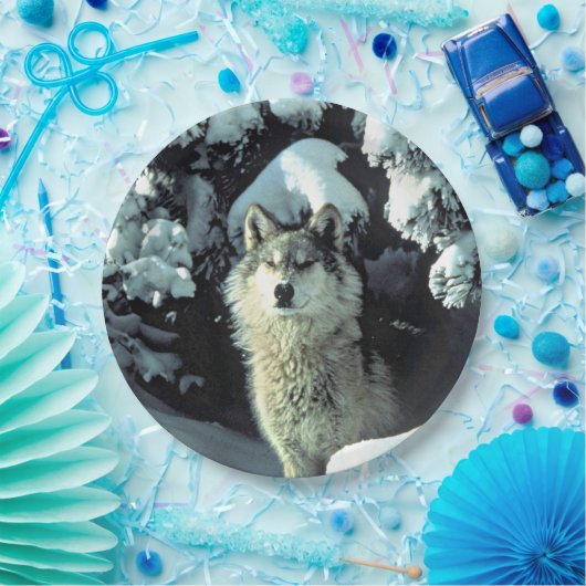 Wolf im Schnee Pappteller (Party)