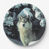 Wolf im Schnee Pappteller (Vorderseite)