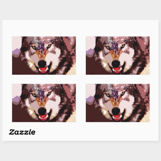 Wolf im Schnee Rechteckiger Aufkleber (Blatt)