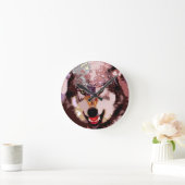 Wolf im Schnee Runde Wanduhr (Zuhause)