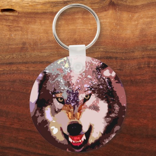 Wolf im Schnee Schlüsselanhänger (Vorderseite)