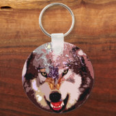 Wolf im Schnee Schlüsselanhänger (Vorderseite)