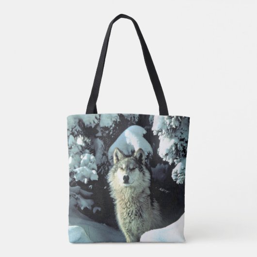 Wolf im Schnee Tasche (Rückseite)