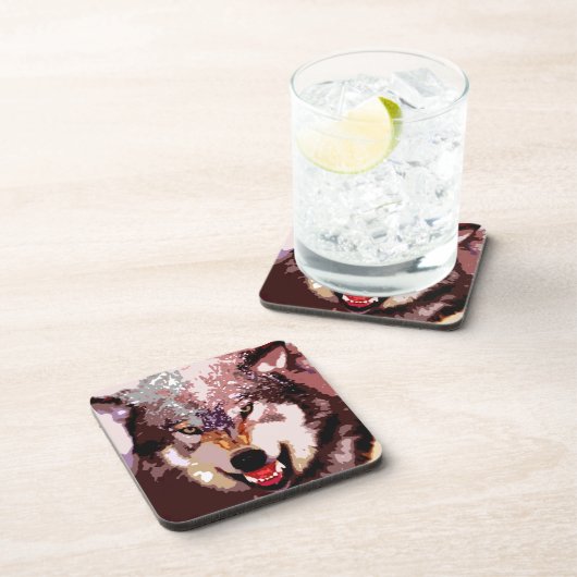 Wolf im Schnee Untersetzer (Rechte Seite)