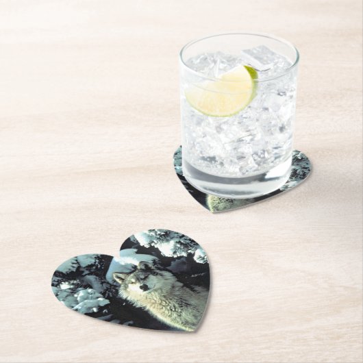 Wolf im Schnee Untersetzer (Vor Ort)