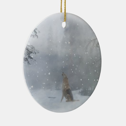 Wolf im Schnee Weihnachtsschmuck (Rechts)